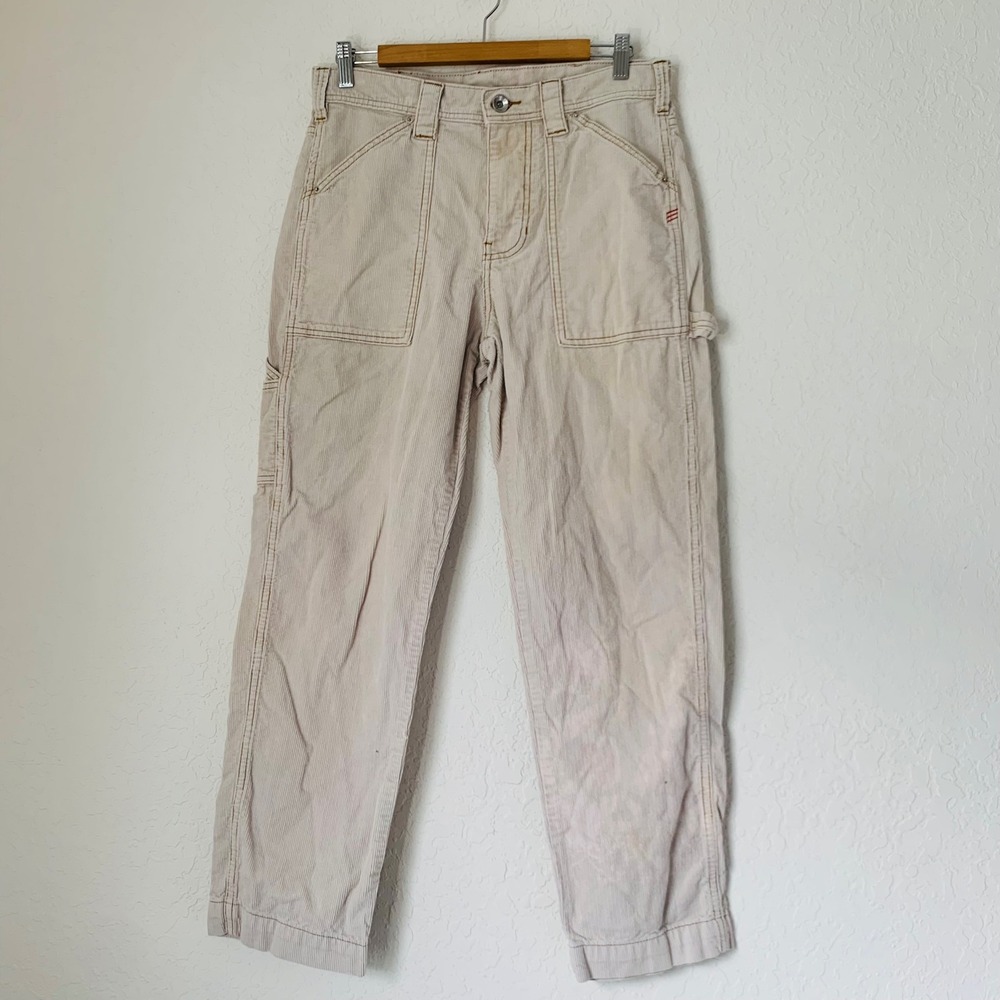 BDG Carpenter Pants Women 28 Cream Corduroy High Rise Utility Workwear Gorpcore